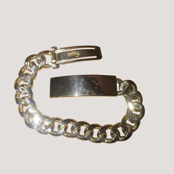 Mens Bracelet Gold Tone Speidel Vintage Half Inch ID Chain Link Design Clasp - Picture 5 of 13